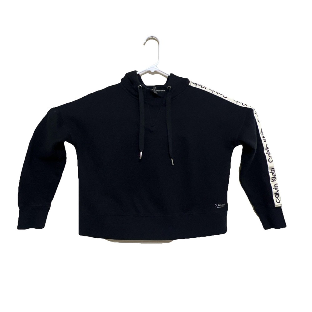 Calvin Klein Performance‎ Sweatshirt Womens XS Black Hoodie Cropped